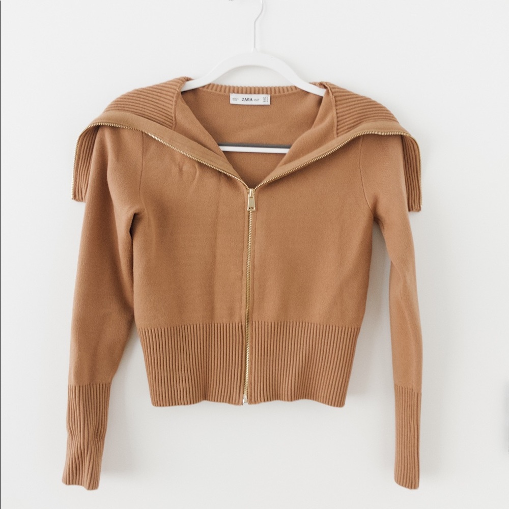 Zara Carmel Zipper Sweater